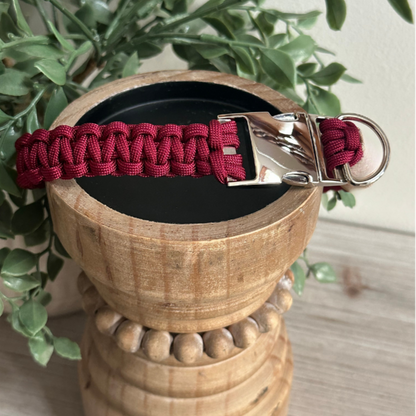 Cobra Braid in Maroon Handmade Dog Collar