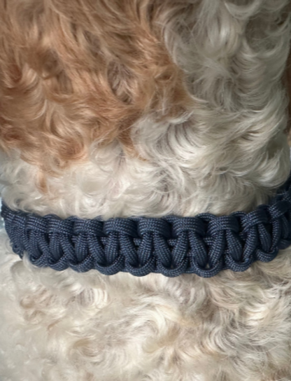 Cobra Braid in Navy Blue - Handmade Dog Collar