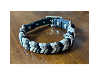 Coiled Charm Hand Braided Dog Collar in Black, Tan, & Cream